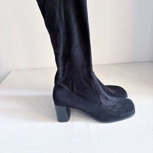 Vintage Franco Sarto Black Sock Pull on Square Toe Boot Heels 8M